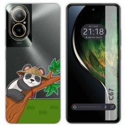 Funda Silicona Transparente para Realme C67 4G diseño Panda Dibujos