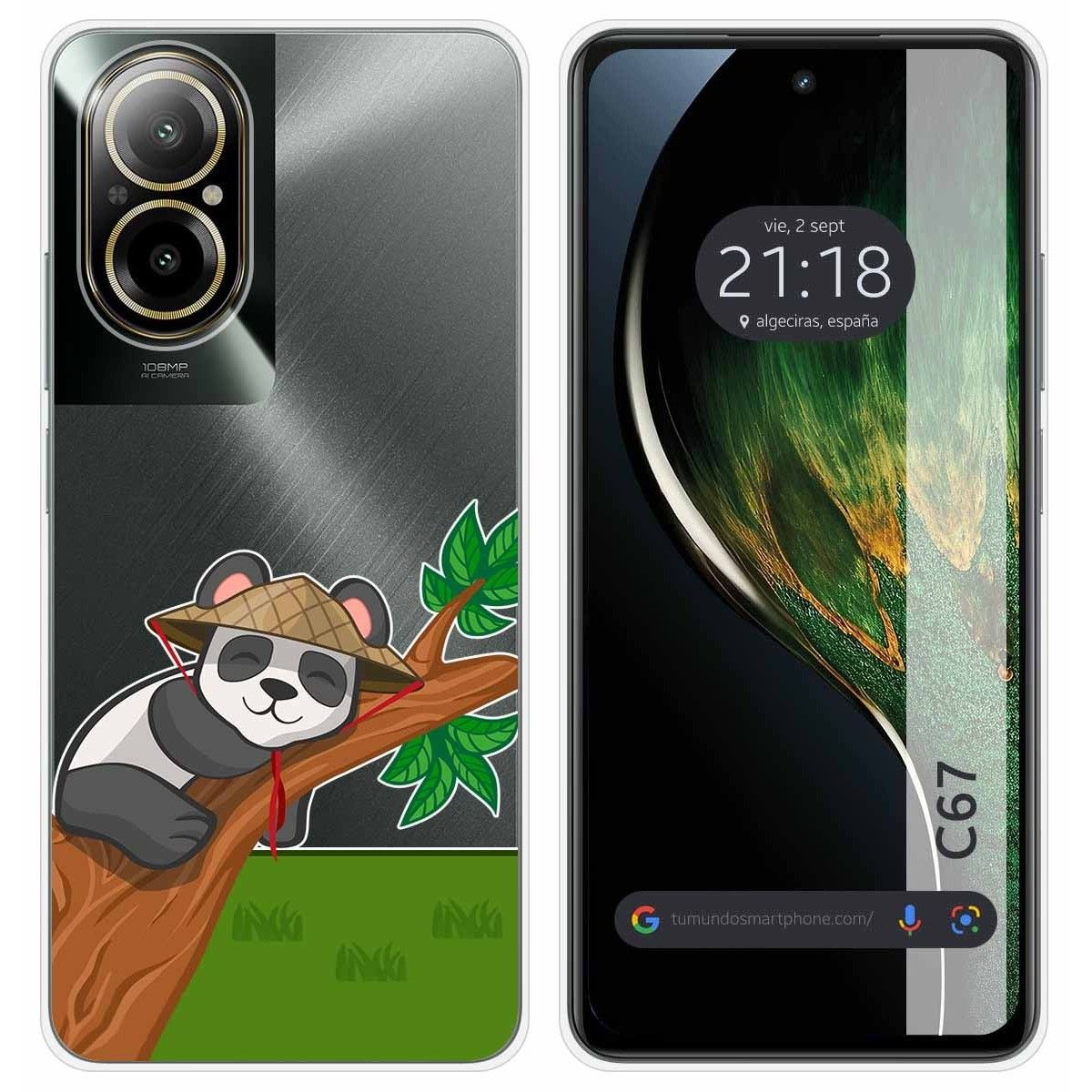 Funda Silicona Transparente para Realme C67 4G diseño Panda Dibujos