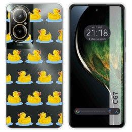 Funda Silicona Transparente para Realme C67 4G diseño Pato Dibujos