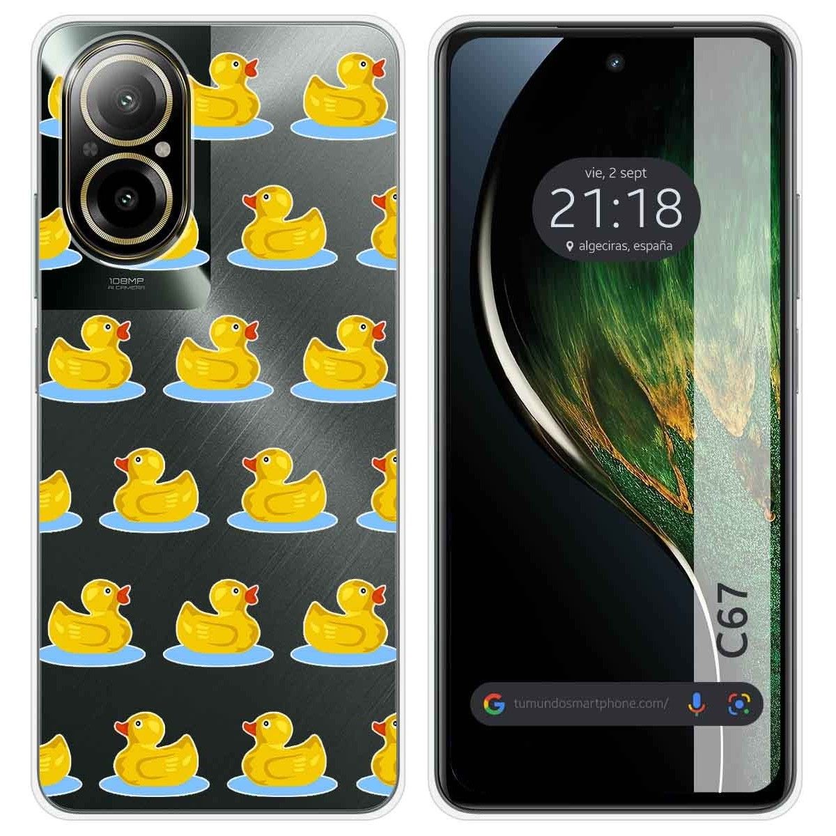 Funda Silicona Transparente para Realme C67 4G diseño Pato Dibujos