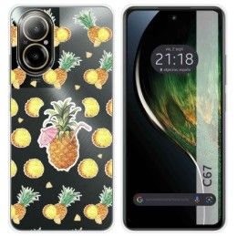 Funda Silicona Transparente para Realme C67 4G diseño Piña Dibujos