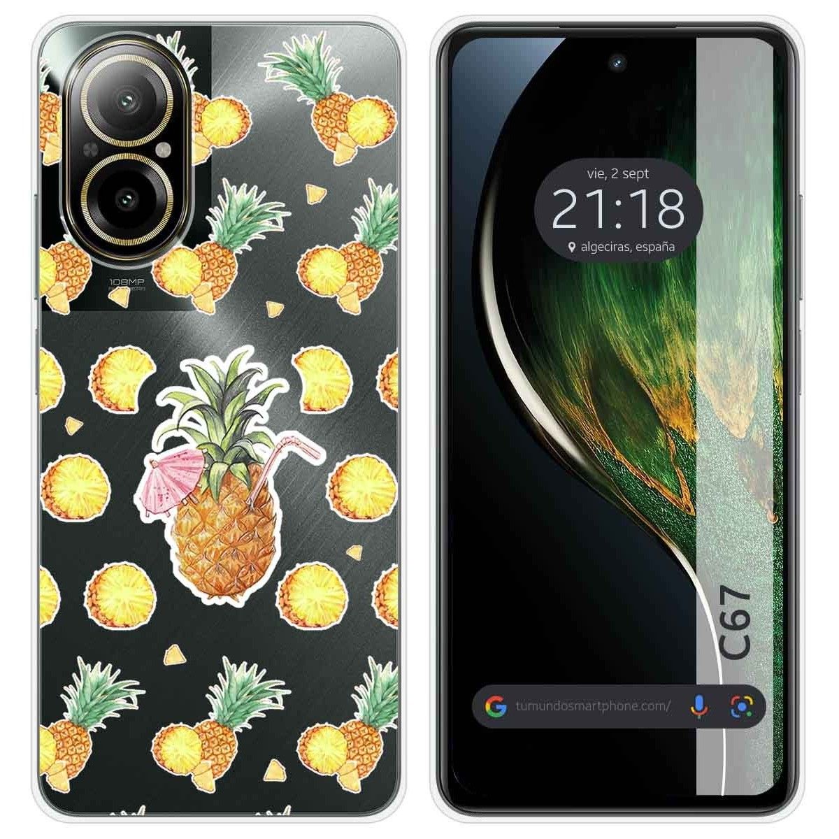 Funda Silicona Transparente para Realme C67 4G diseño Piña Dibujos
