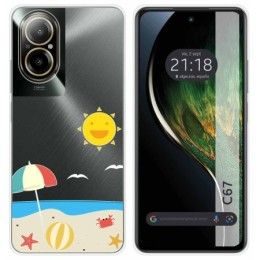 Funda Silicona Transparente para Realme C67 4G diseño Playa Dibujos