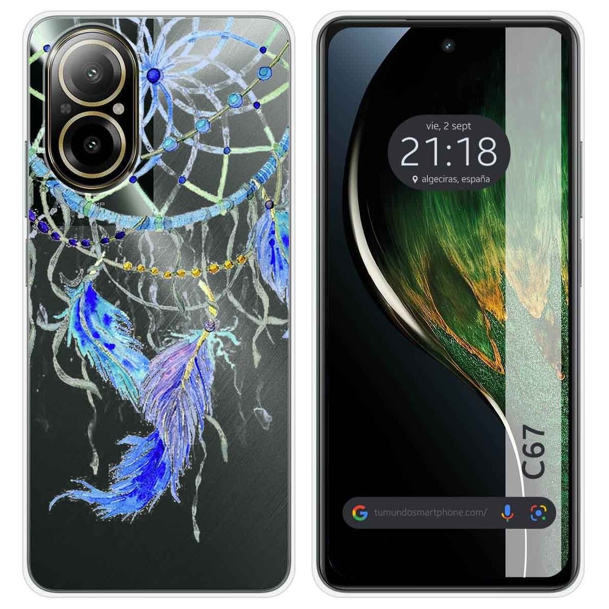Funda Silicona Transparente para Realme C67 4G diseño Plumas Dibujos