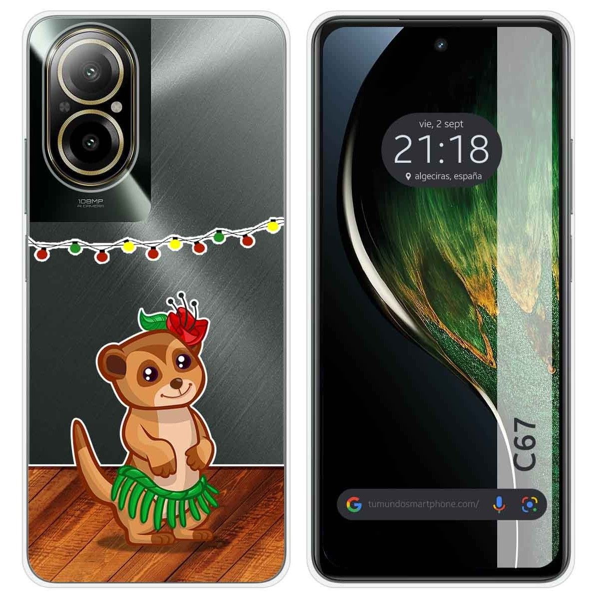 Funda Silicona Transparente para Realme C67 4G diseño Suricata Dibujos