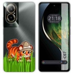 Funda Silicona Transparente para Realme C67 4G diseño Tigre Dibujos