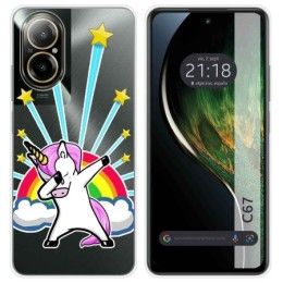 Funda Silicona Transparente para Realme C67 4G diseño Unicornio Dibujos