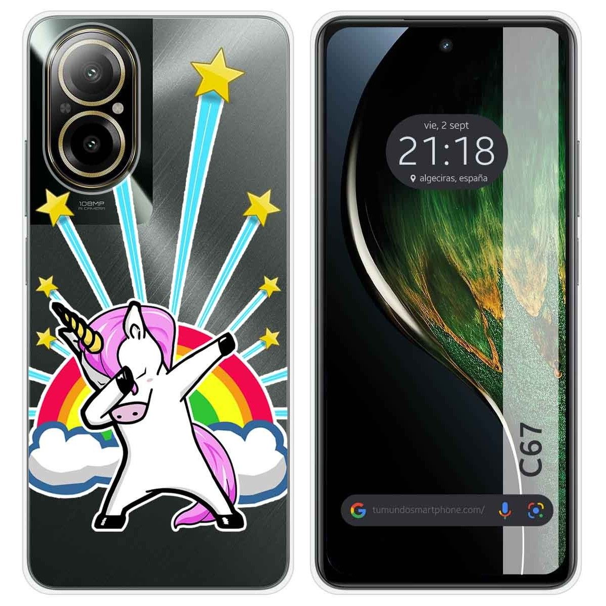 Funda Silicona Transparente para Realme C67 4G diseño Unicornio Dibujos