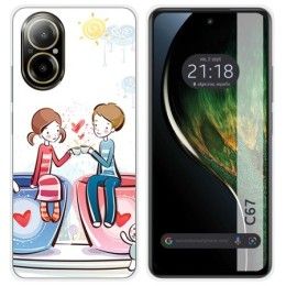 Funda Silicona para Realme C67 4G diseño Café Dibujos