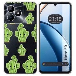 Funda Silicona Transparente para Realme Note 50 diseño Cactus Dibujos