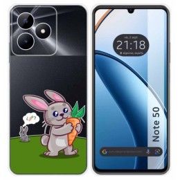 Funda Silicona Transparente para Realme Note 50 diseño Conejo Dibujos