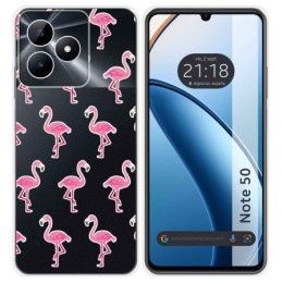 Funda Silicona Transparente para Realme Note 50 diseño Flamenco Dibujos