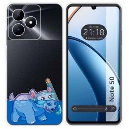 Funda Silicona Transparente para Realme Note 50 diseño Hipo Dibujos