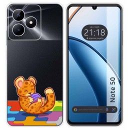 Funda Silicona Transparente para Realme Note 50 diseño Leopardo Dibujos