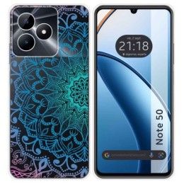 Funda Silicona Transparente para Realme Note 50 diseño Mandala Dibujos