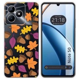 Funda Silicona Transparente para Realme Note 50 diseño Otoño Dibujos