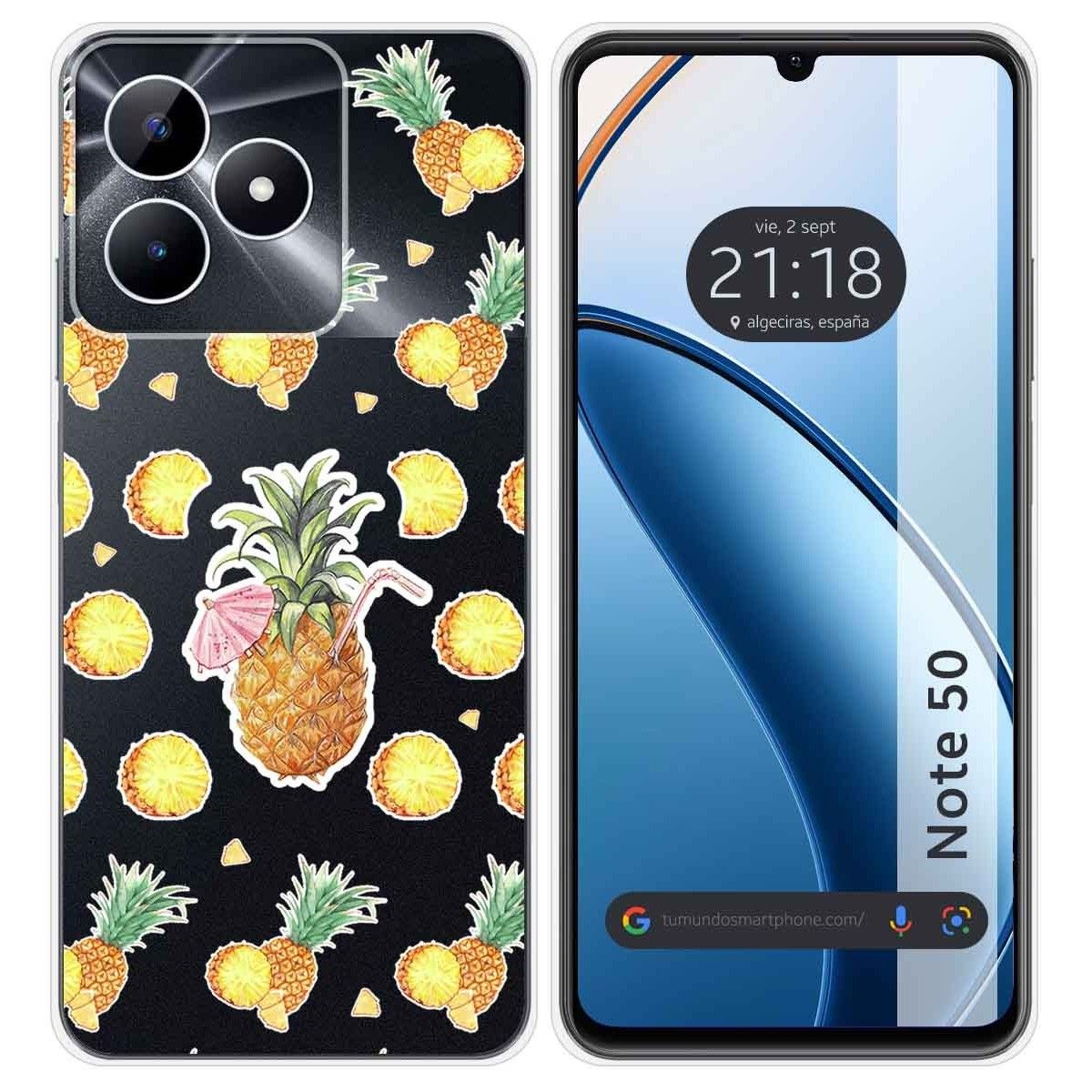 Funda Silicona Transparente para Realme Note 50 diseño Piña Dibujos