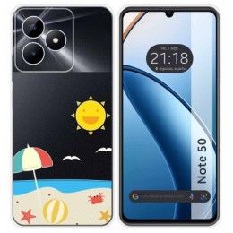 Funda Silicona Transparente para Realme Note 50 diseño Playa Dibujos