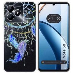 Funda Silicona Transparente para Realme Note 50 diseño Plumas Dibujos