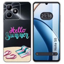 Funda Silicona Transparente para Realme Note 50 diseño Summer Dibujos