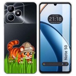 Funda Silicona Transparente para Realme Note 50 diseño Tigre Dibujos