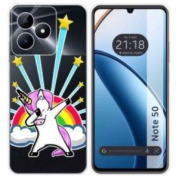 Funda Silicona Transparente para Realme Note 50 diseño Unicornio Dibujos