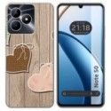 Funda Silicona para Realme Note 50 diseño Corazones Madera Dibujos
