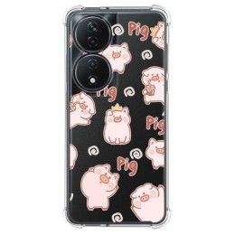 Funda Silicona Antigolpes para Huawei Honor X7b diseño Cerdos Dibujos