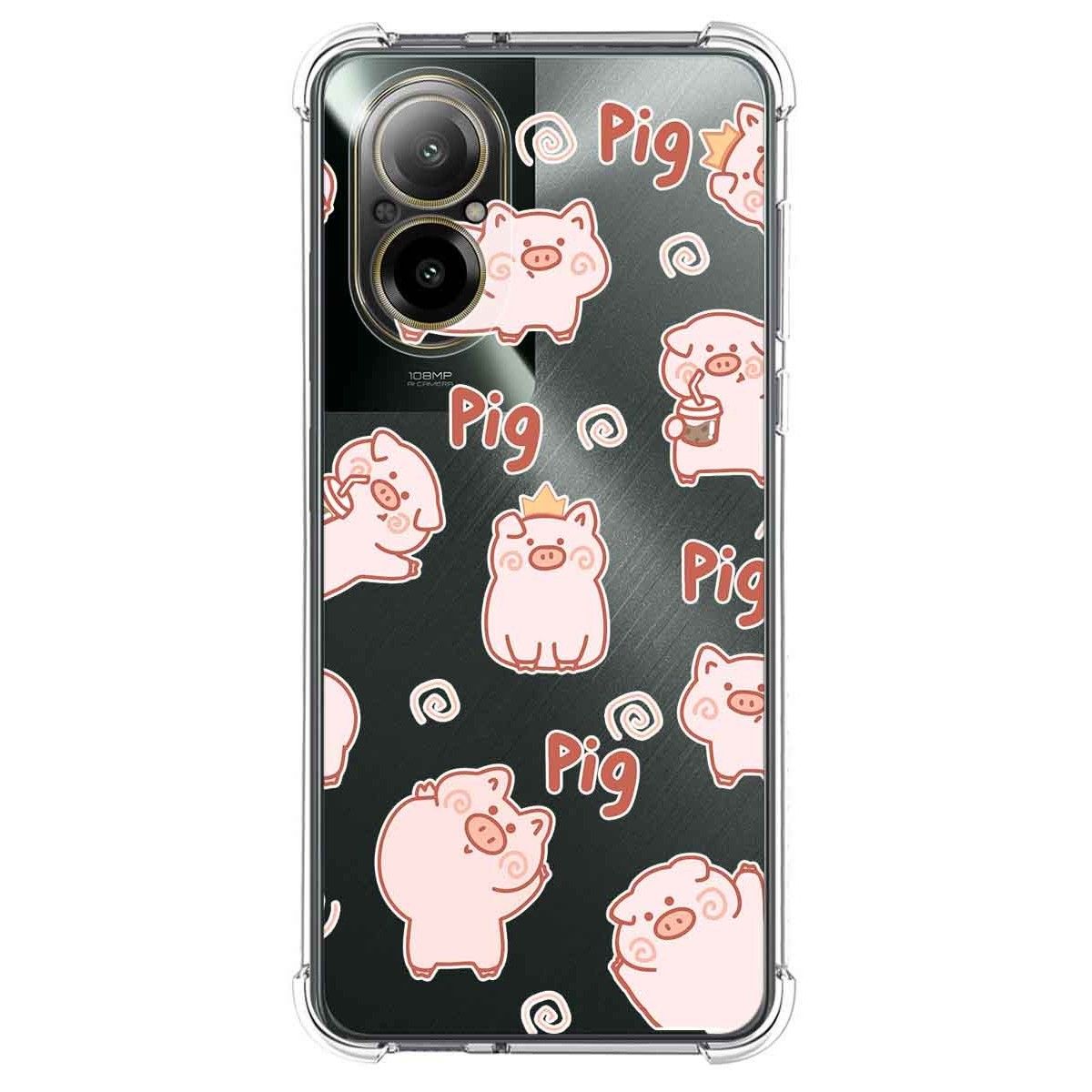 Funda Silicona Antigolpes para Realme C67 4G diseño Cerdos Dibujos