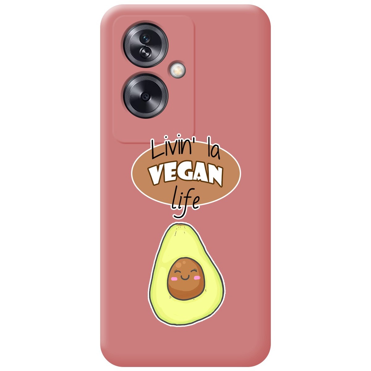 Funda Silicona Líquida Rosa para Oppo A79 5G diseño Vegan Life Dibujos