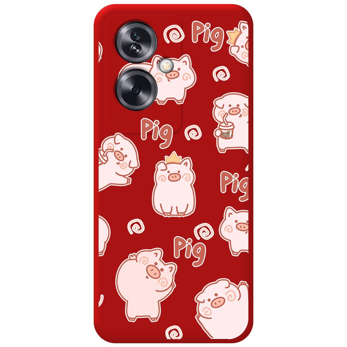 Funda Silicona Líquida Roja para Oppo A79 5G diseño Cerdos Dibujos