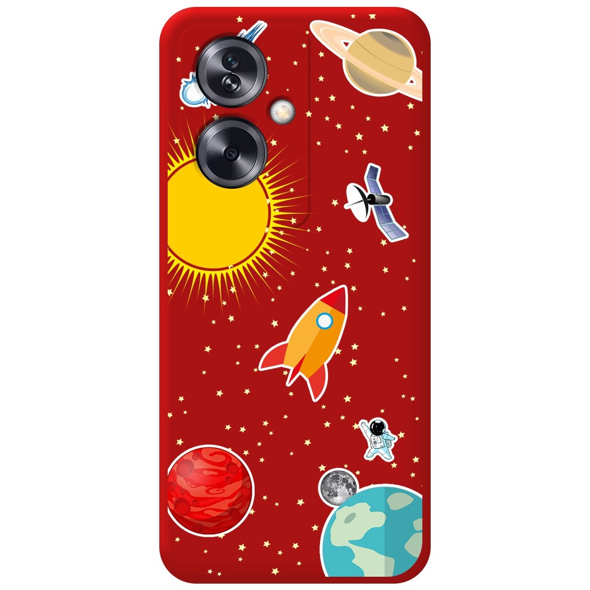 Funda Silicona Líquida Roja para Oppo A79 5G diseño Espacio Dibujos