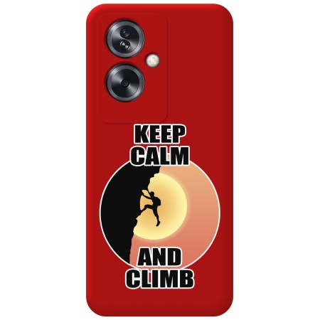 Funda Silicona Líquida Roja para Oppo A79 5G diseño Hombre Escalada Dibujos