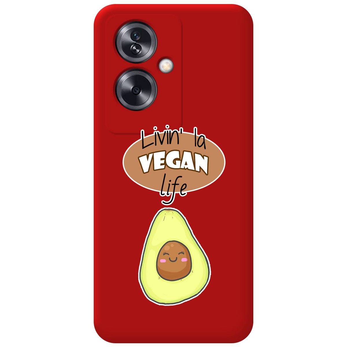 Funda Silicona Líquida Roja para Oppo A79 5G diseño Vegan Life Dibujos