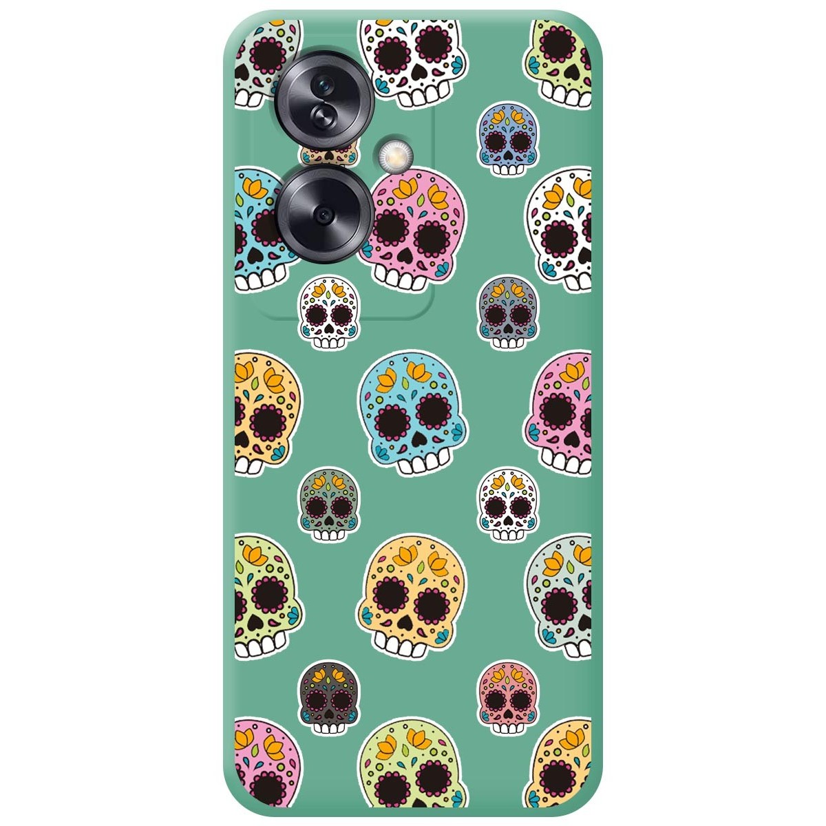Funda Silicona Líquida Verde para Oppo A79 5G diseño Catrina Dibujos