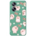 Funda Silicona Líquida Verde para Oppo A79 5G diseño Cerdos Dibujos