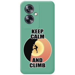 Funda Silicona Líquida Verde para Oppo A79 5G diseño Hombre Escalada Dibujos