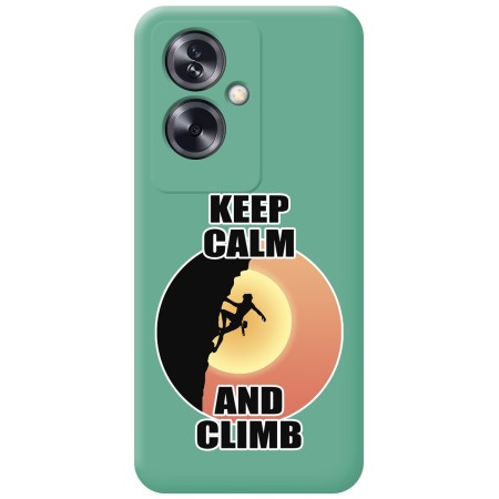 Funda Silicona Líquida Verde para Oppo A79 5G diseño Mujer Escalada Dibujos