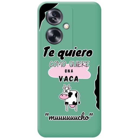 Funda Silicona Líquida Verde para Oppo A79 5G diseño Vaca Dibujos