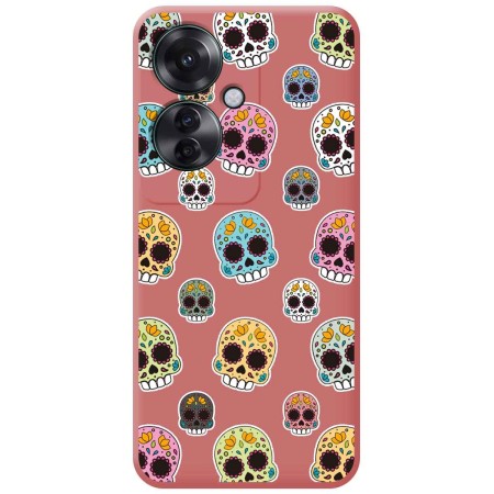 Funda Silicona Líquida Rosa para Oppo Reno 11F 5G diseño Catrina Dibujos