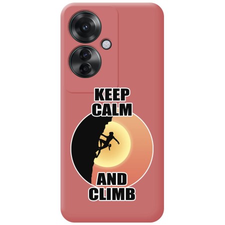 Funda Silicona Líquida Rosa para Oppo Reno 11F 5G diseño Mujer Escalada Dibujos