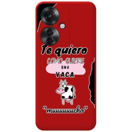 Funda Silicona Líquida Roja para Oppo Reno 11F 5G diseño Vaca Dibujos