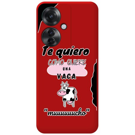 Funda Silicona Líquida Roja para Oppo Reno 11F 5G diseño Vaca Dibujos