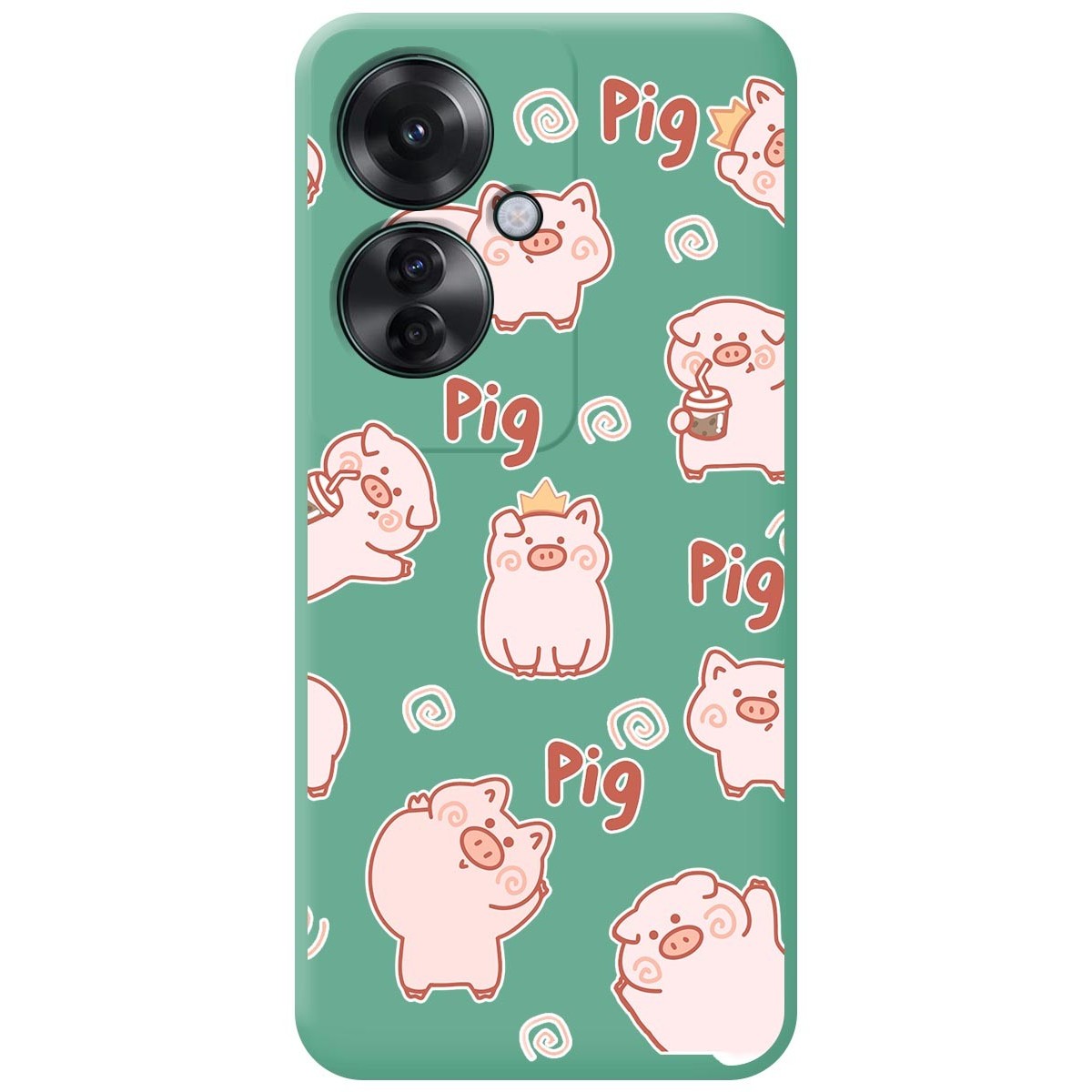 Funda Silicona Líquida Verde para Oppo Reno 11F 5G diseño Cerdos Dibujos