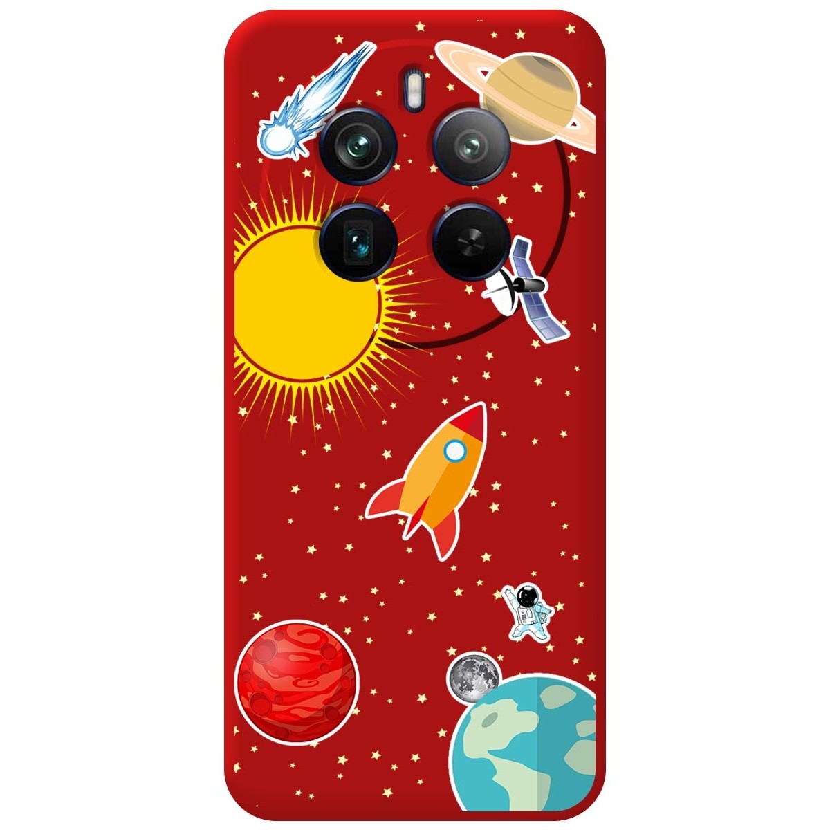 Funda Silicona Líquida Roja para Realme 12 Pro 5G / 12 Pro Plus 5G diseño Espacio Dibujos