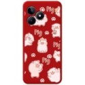 Funda Silicona Líquida Roja para Realme C51 diseño Cerdos Dibujos