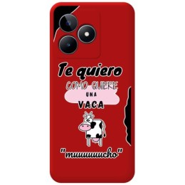 Funda Silicona Líquida Roja para Realme C51 diseño Vaca Dibujos