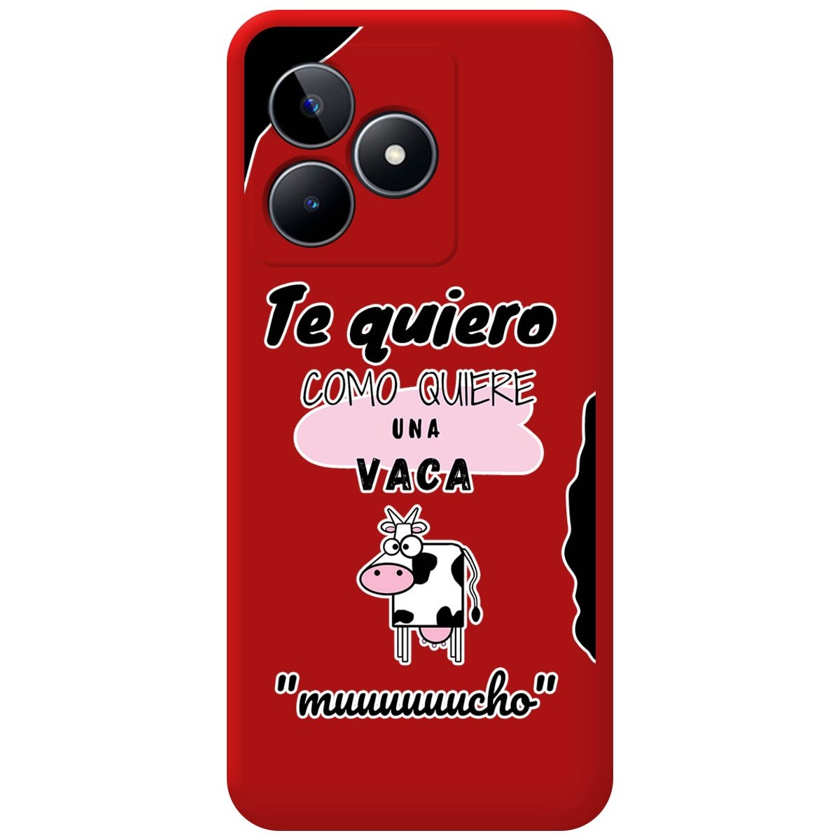 Funda Silicona Líquida Roja para Realme C51 diseño Vaca Dibujos