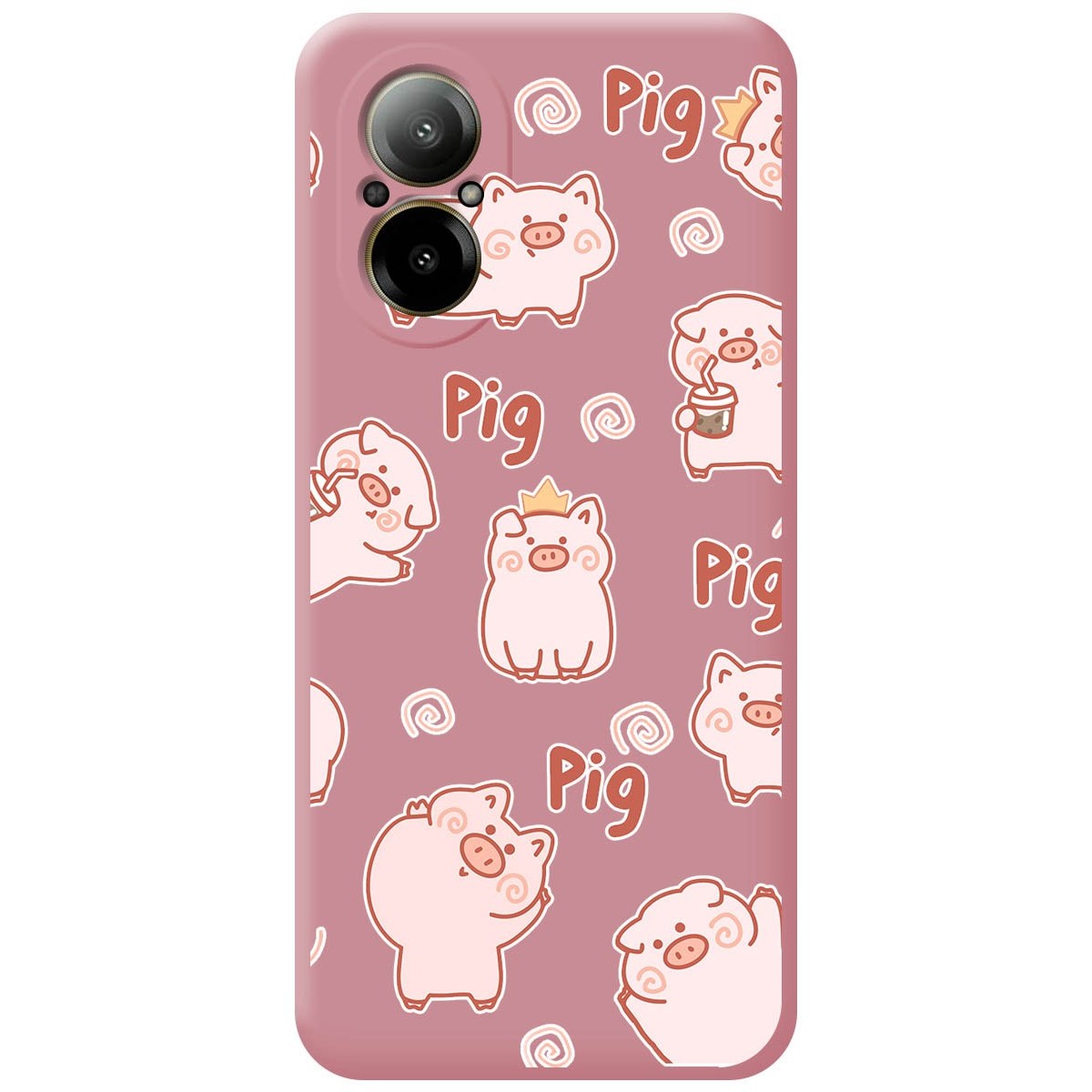 Funda Silicona Líquida Rosa para Realme C67 4G diseño Cerdos Dibujos