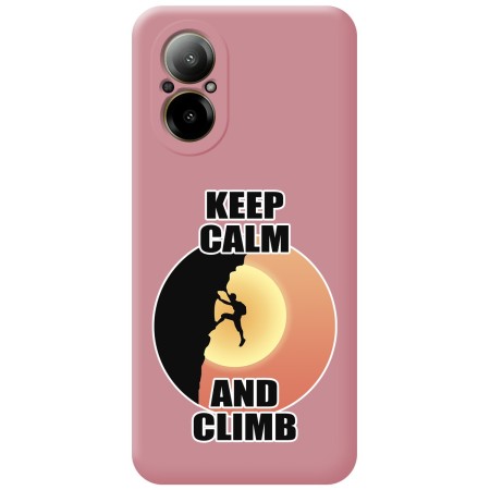 Funda Silicona Líquida Rosa para Realme C67 4G diseño Hombre Escalada Dibujos